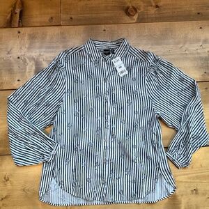 CRUEL DENIM HORSESHOE PRINT FLOWY GATHERED RAYON WESTERN COWGIRL BLOUSE NWT